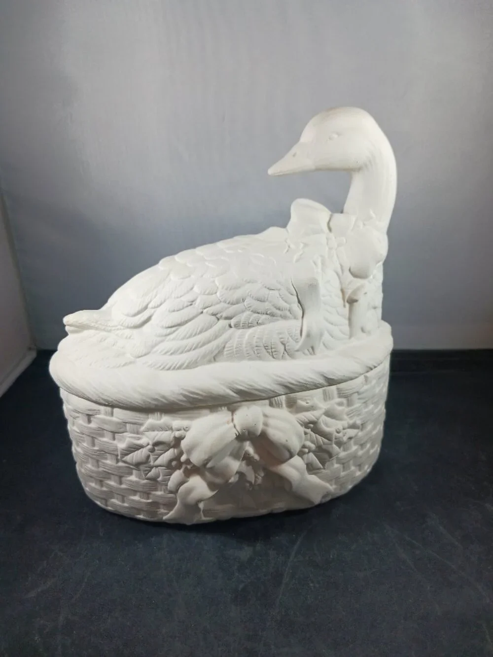 Vintage Cottagecore Ceramic Bisque - Christmas Goose Box